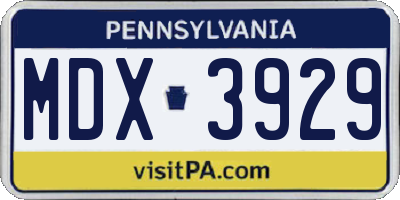 PA license plate MDX3929