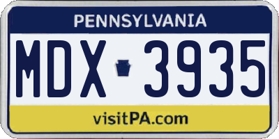 PA license plate MDX3935