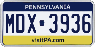 PA license plate MDX3936