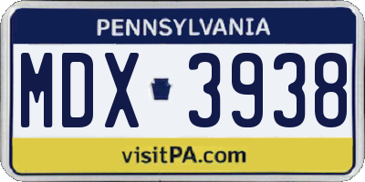 PA license plate MDX3938