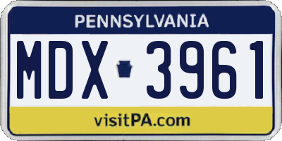 PA license plate MDX3961