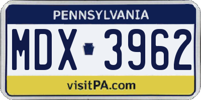 PA license plate MDX3962