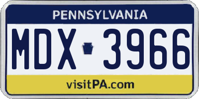 PA license plate MDX3966