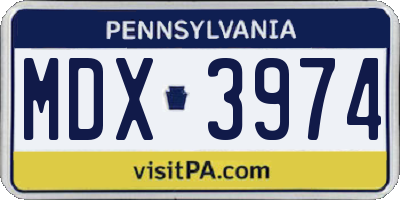 PA license plate MDX3974