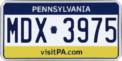 PA license plate MDX3975