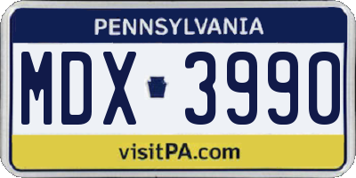 PA license plate MDX3990