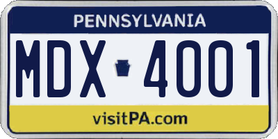 PA license plate MDX4001