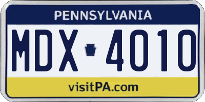 PA license plate MDX4010