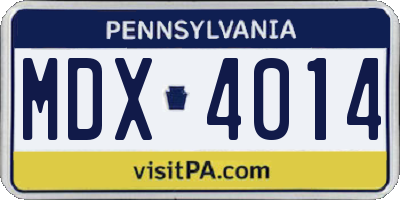 PA license plate MDX4014