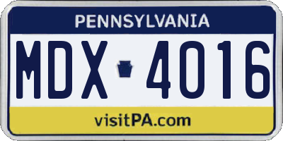 PA license plate MDX4016