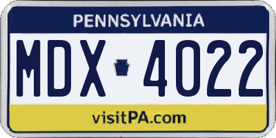 PA license plate MDX4022