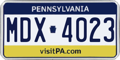 PA license plate MDX4023