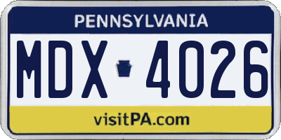 PA license plate MDX4026