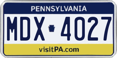 PA license plate MDX4027