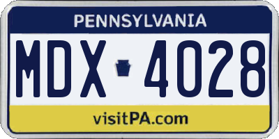 PA license plate MDX4028