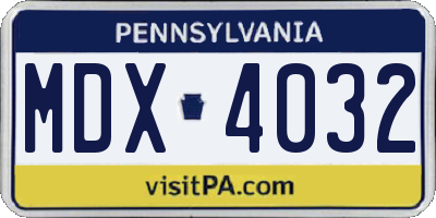 PA license plate MDX4032