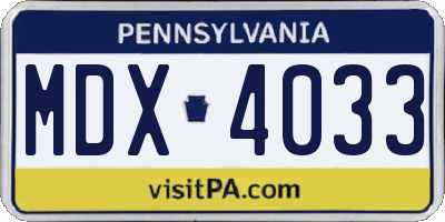 PA license plate MDX4033