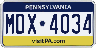 PA license plate MDX4034