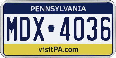 PA license plate MDX4036