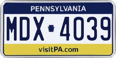 PA license plate MDX4039