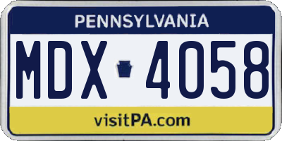 PA license plate MDX4058