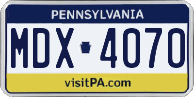 PA license plate MDX4070