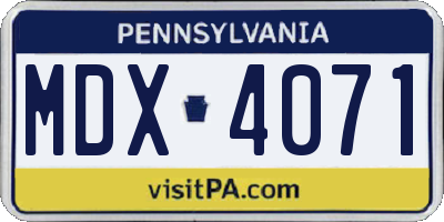 PA license plate MDX4071