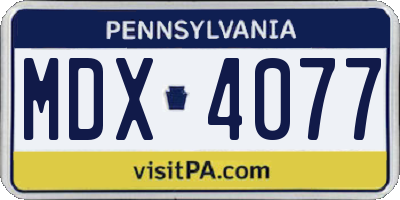PA license plate MDX4077