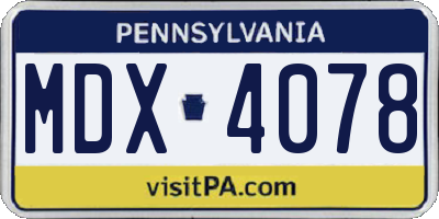 PA license plate MDX4078