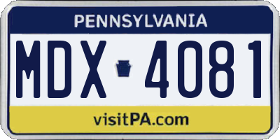 PA license plate MDX4081