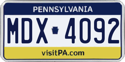 PA license plate MDX4092