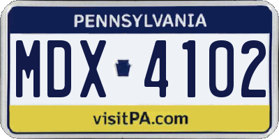 PA license plate MDX4102