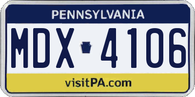 PA license plate MDX4106