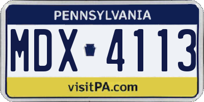 PA license plate MDX4113