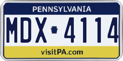 PA license plate MDX4114