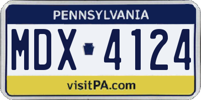 PA license plate MDX4124