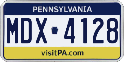 PA license plate MDX4128