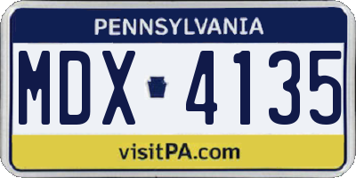 PA license plate MDX4135