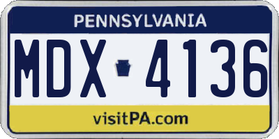 PA license plate MDX4136