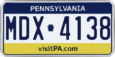 PA license plate MDX4138