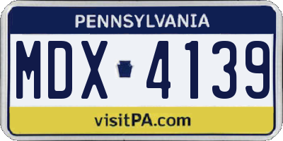 PA license plate MDX4139