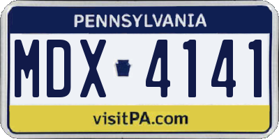 PA license plate MDX4141