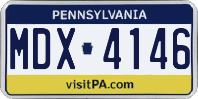 PA license plate MDX4146