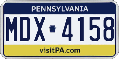 PA license plate MDX4158