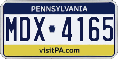 PA license plate MDX4165