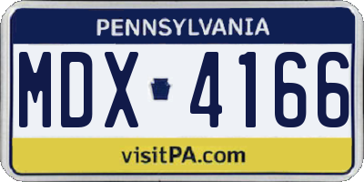 PA license plate MDX4166