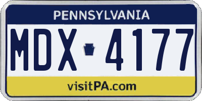 PA license plate MDX4177