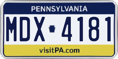 PA license plate MDX4181