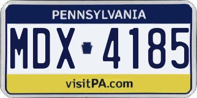 PA license plate MDX4185