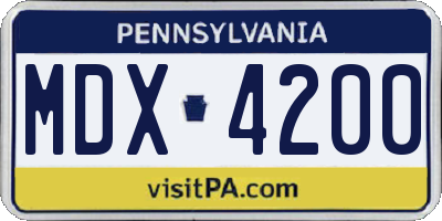 PA license plate MDX4200